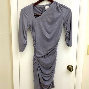 Bebe gray, suede like figure flattering dress